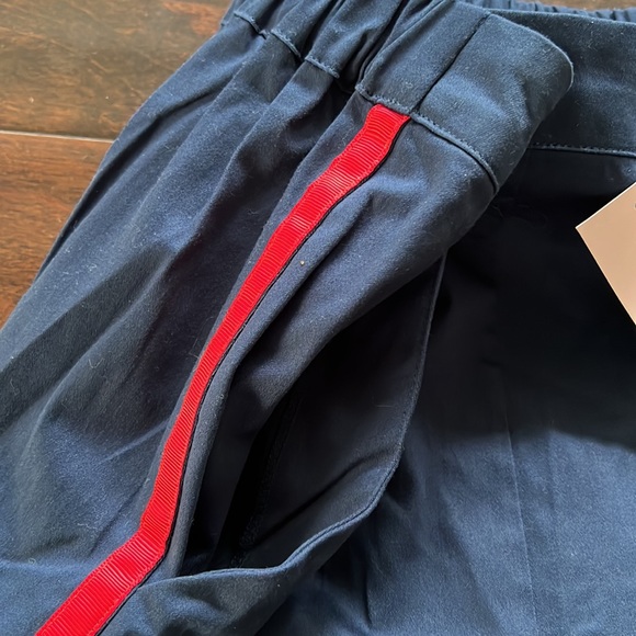 Isabel Hayley Timeless Trends navy cotton cropped pants red racer stripe NWT - Picture 4 of 5